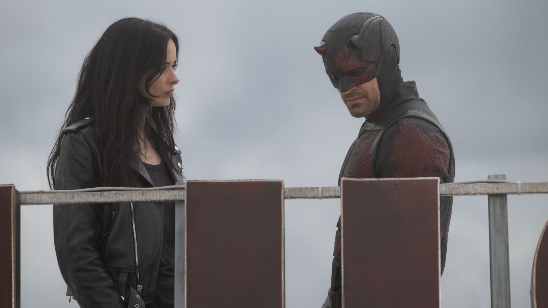 Krysten Ritter and Charlie Cox as Jessica Jones and Daredevil in Daredevil: Born Again season 2