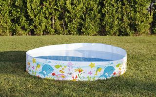 a paddling pool on a lawn