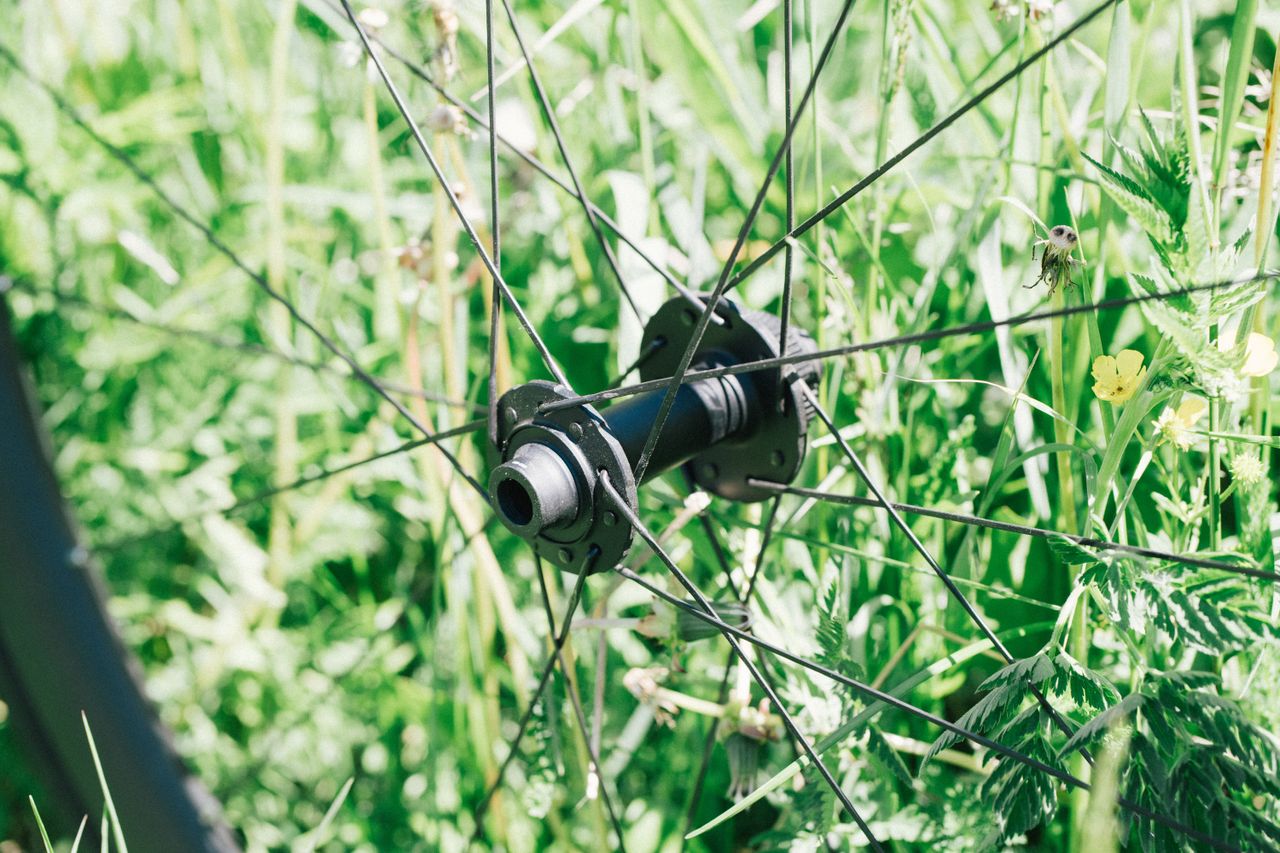 A zipp wheel in an alpine meadow