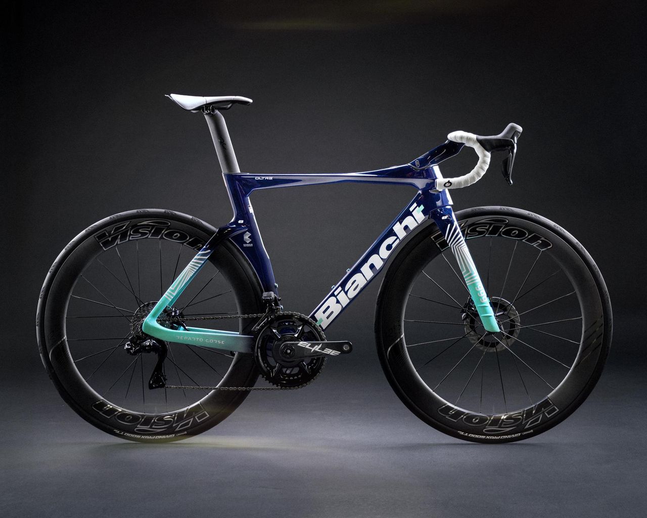 The Bianchi Oltre RC in Bahrain-Victorious colours