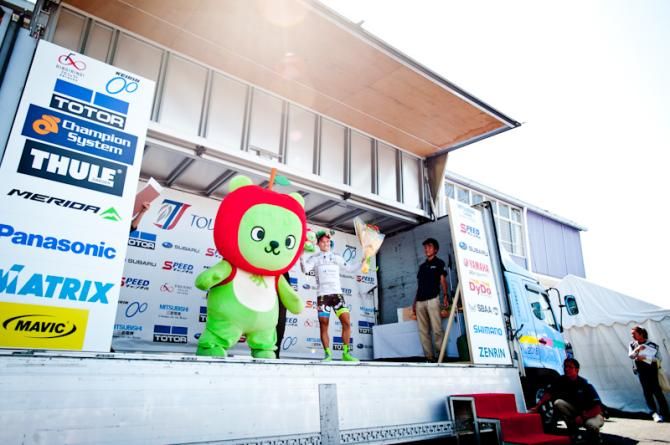The podium from Stage 3 at the Tour of Japan