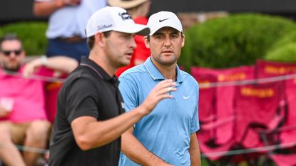 Patrick Cantlay and Scottie Scheffler at the 2022 Tour Championship at East Lake