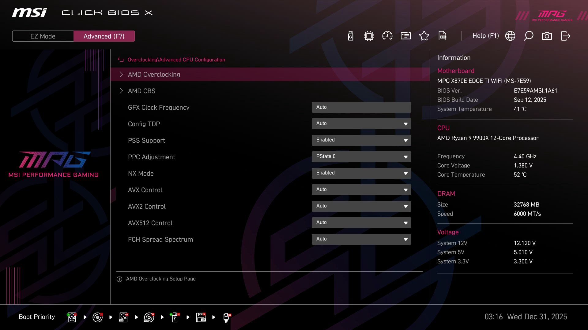 MSI MPG X870E Edge Ti Wifi - BIOS