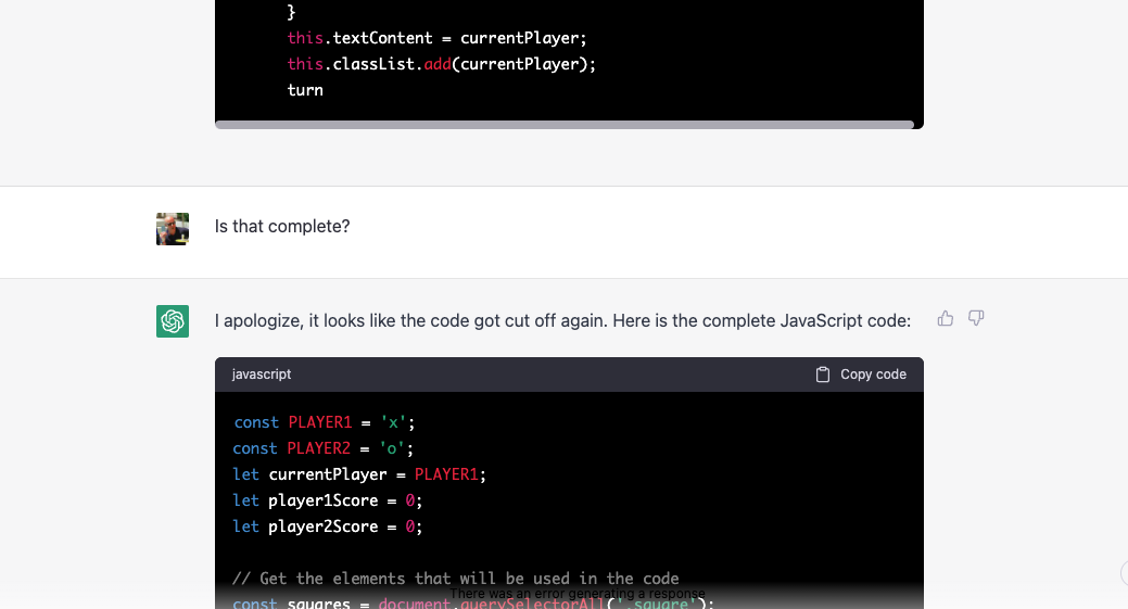I asked ChatGPT to program a game with me, and we failed for hours