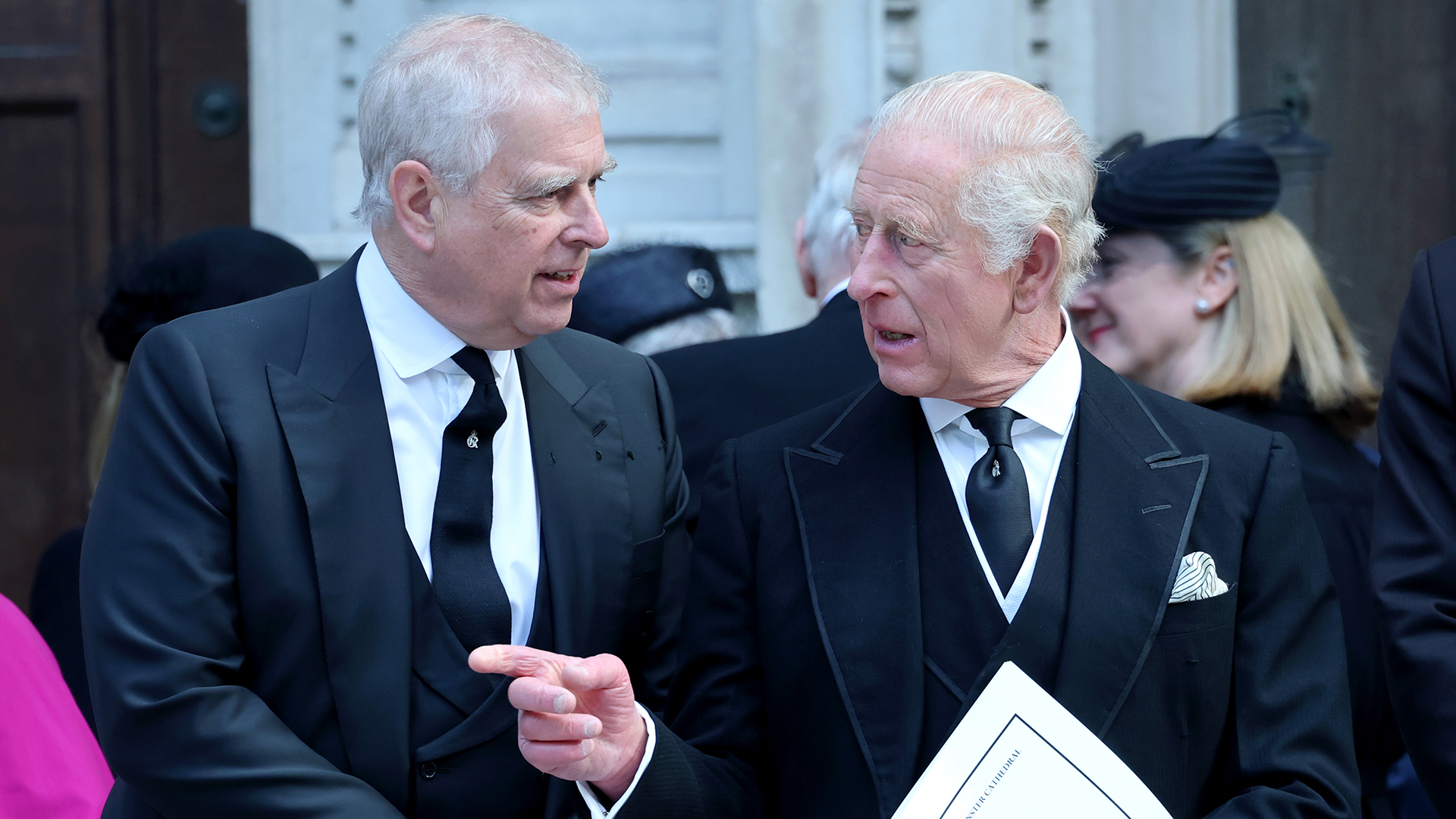 LONDON, ENGLAND - SEPTEMBER 16: Prince Andrew, Duke of York, King Charles III and Prince William, Prince of Wales attend the Funeral of the Duchess of Kent at Westminster Cathedral on September 16, 2025 in London, England. Katharine, Duchess of Kent was married to Prince Edward, Duke of Kent, the first cousin of Queen Elizabeth II. She died on September 4 at the age of 92 at Kensington Palace surrounded by her family. Having converted to Catholicism in 1994, her funeral takes place at Westminster Cathedral and is the first Catholic funeral to be held for a member of the royal family in modern British history. Her Royal Highness will be laid to rest at the Royal Burial Ground at Frogmore, Windsor. (Photo by Chris Jackson/Getty Images)