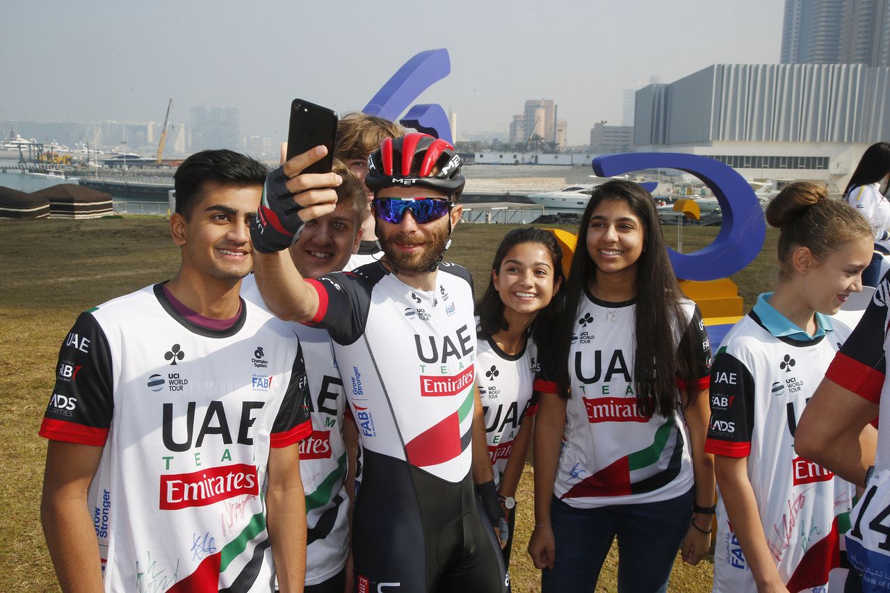 Matteo Bono takes a selfie with some fans