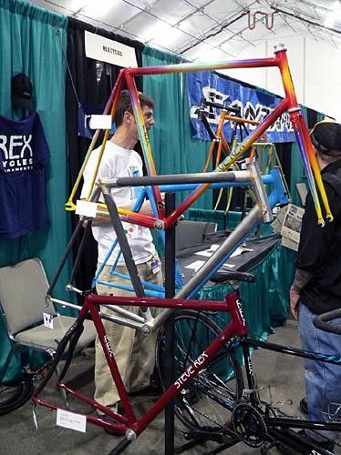 Fillet-brazed joints in this Rex Cycles steel and carbon wonder are almost too beautiful to cover up with paint.