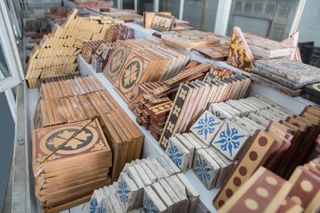 vintage tiles at a reclamation yard