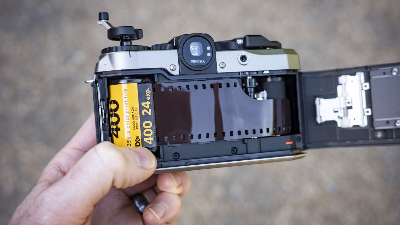 Loading film into the Pentax 17 camera
