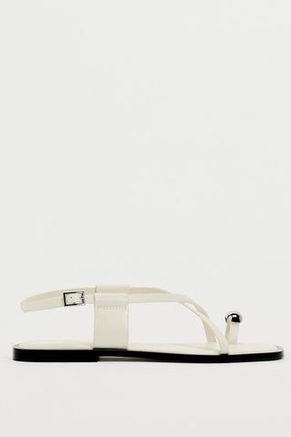 Zara, Flat Strappy Sandals With Metal Embellishment