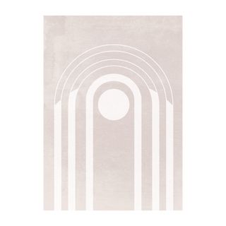 A light gray wall art with lines and a circle