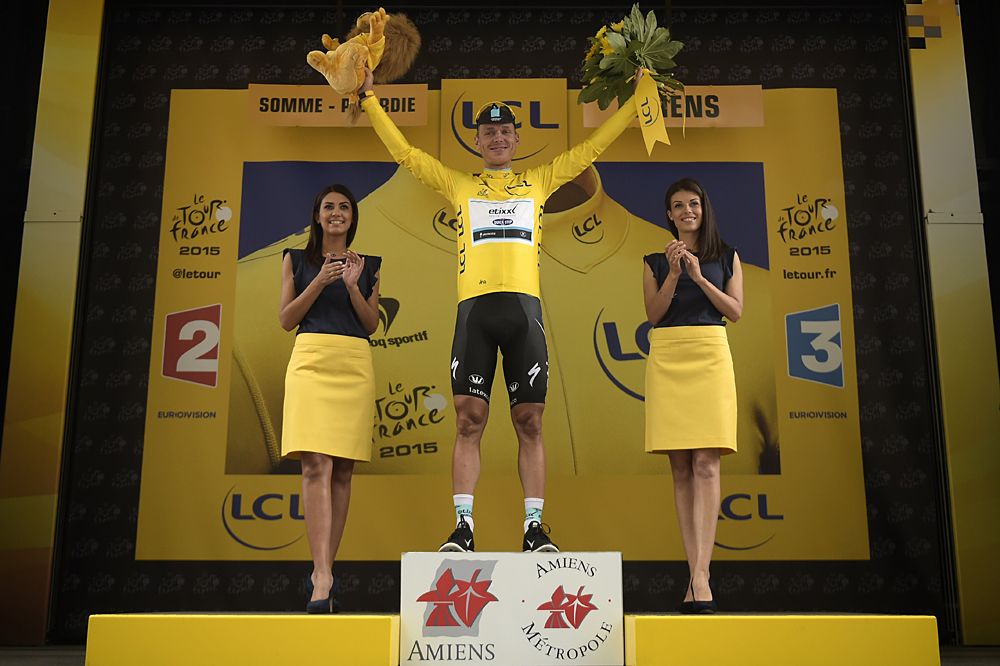 Tony Martin (Etixx-QuickStep) in the yellow jersey