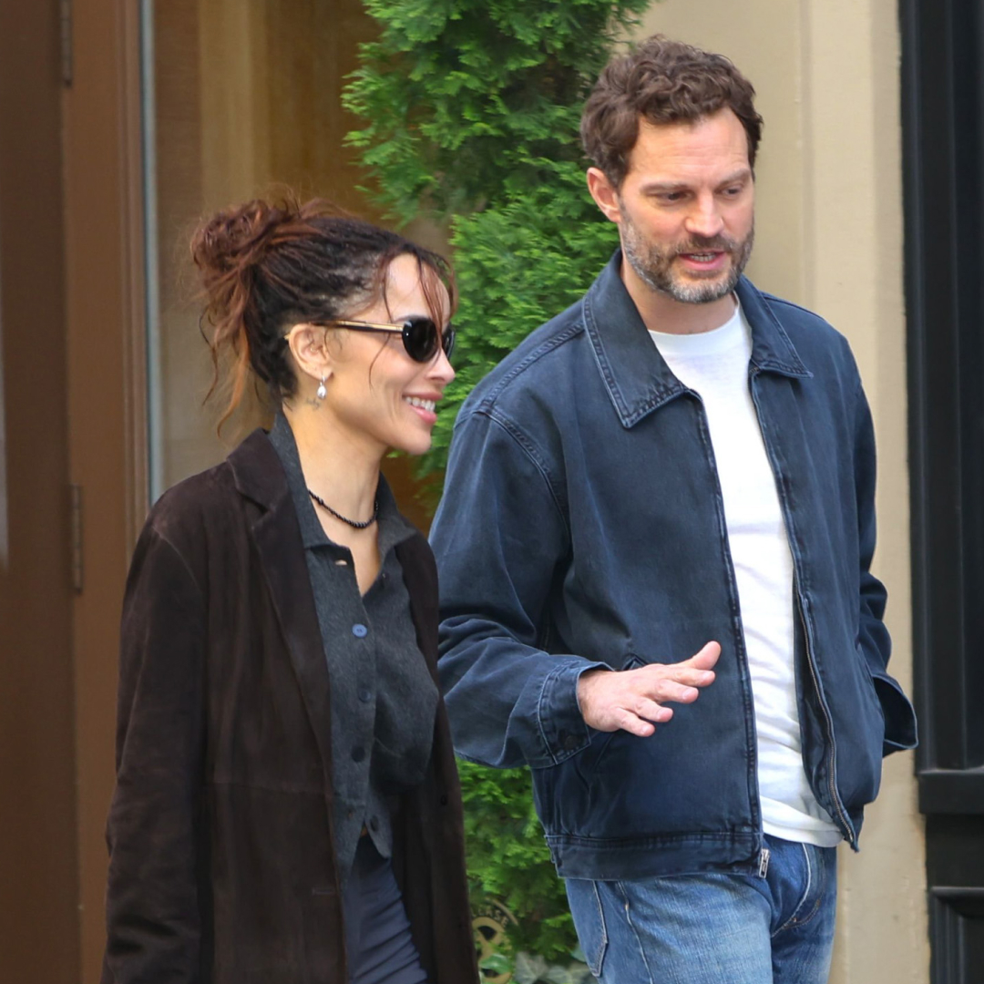 Zoe Kravitz wears leopard print shoes and capri pants to film with Jamie Dornan in New York City