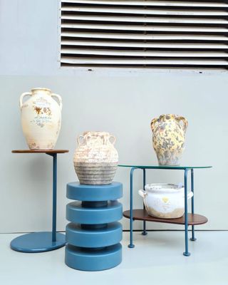Pots on stands, from Moni Shonibare IO Furniture, as featured by Netflix Made by Design series on African design