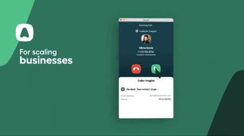 Aircall GIF demonstrating how the service works for business