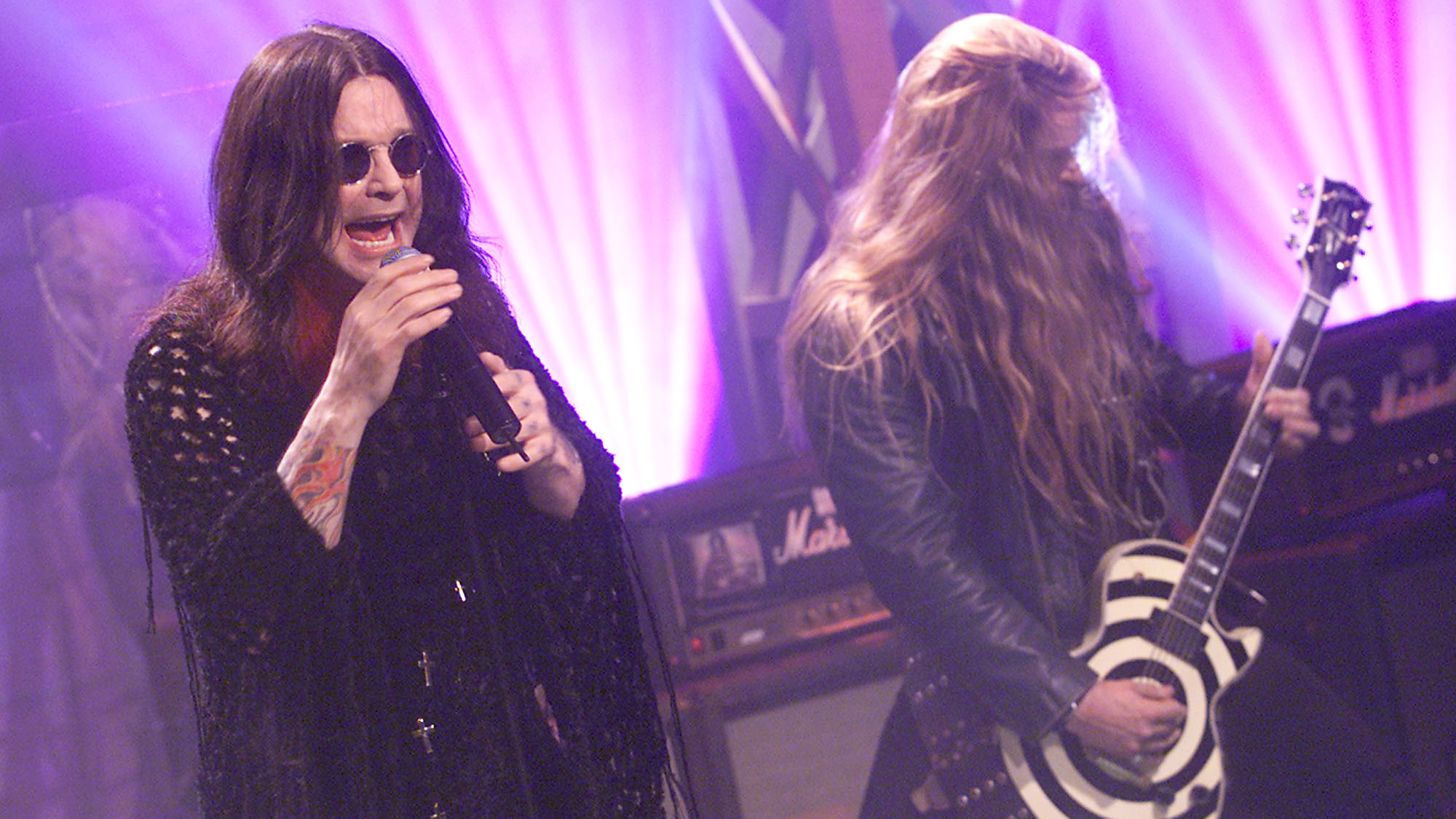 Ozzy Osbourne and Zakk Wylde at &quot;The Tonight Show with Jay Leno&quot; at the NBC Studios in Los Angeles, Ca. October 12, 2001