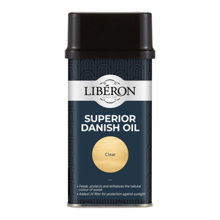 A bottle ofclear superior danish oil