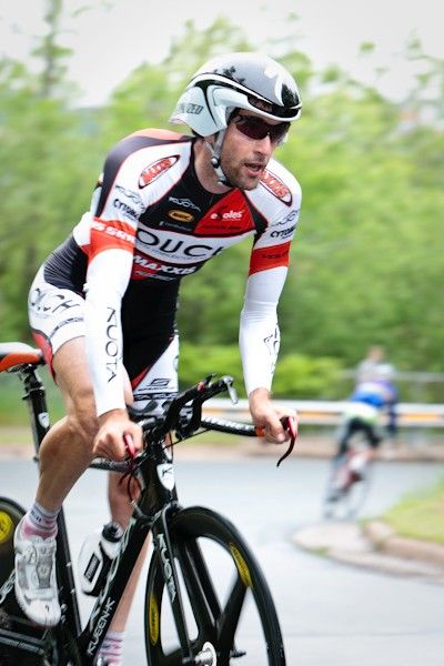 Roman Kilun (OUCH) ascends the steep climb.