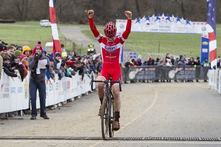 Tobin Ortenblad celebrates his 2016 US cyclo-cross U23 title