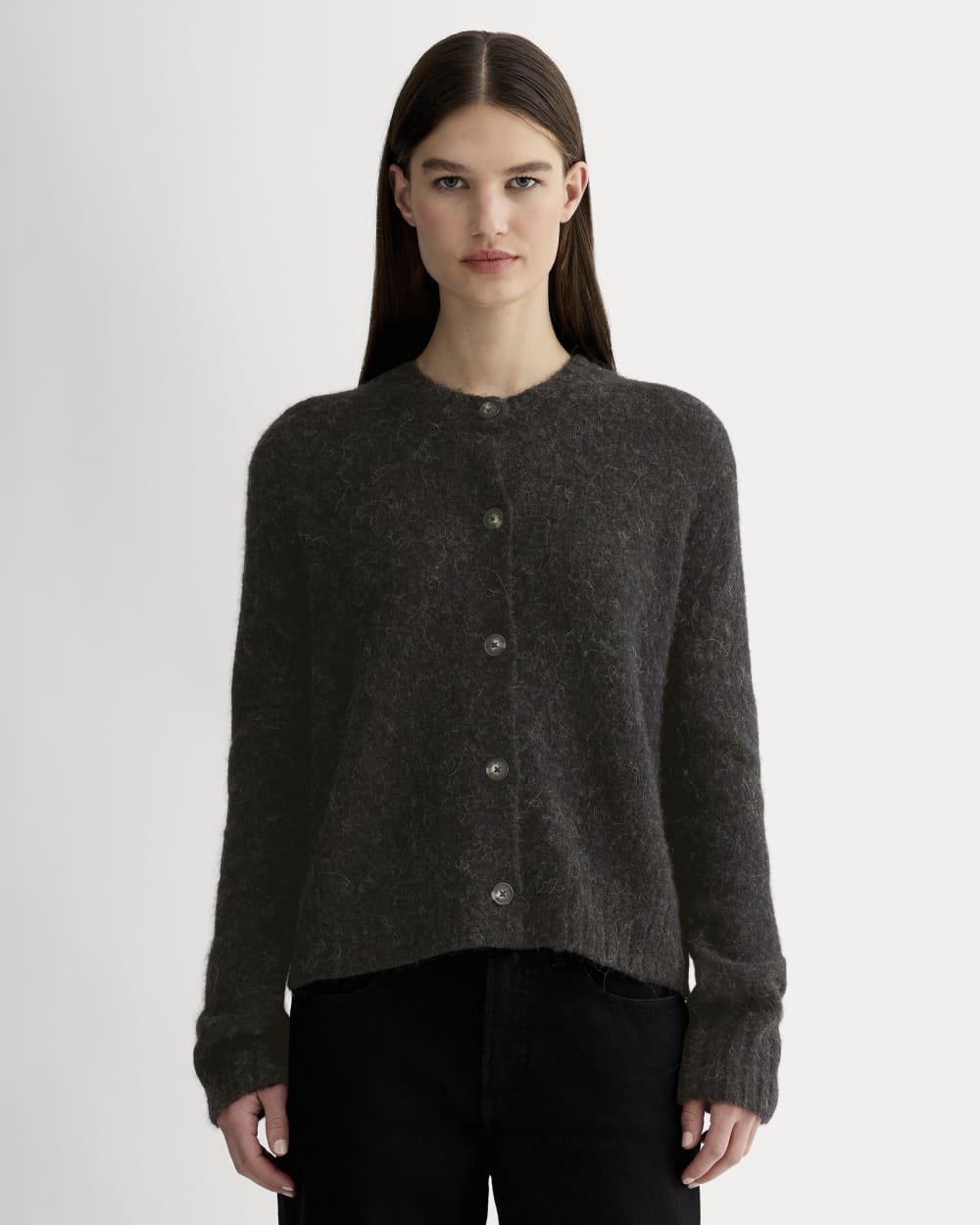 The Crew Cardigan in Alpaca | Heathered Black - Xxs