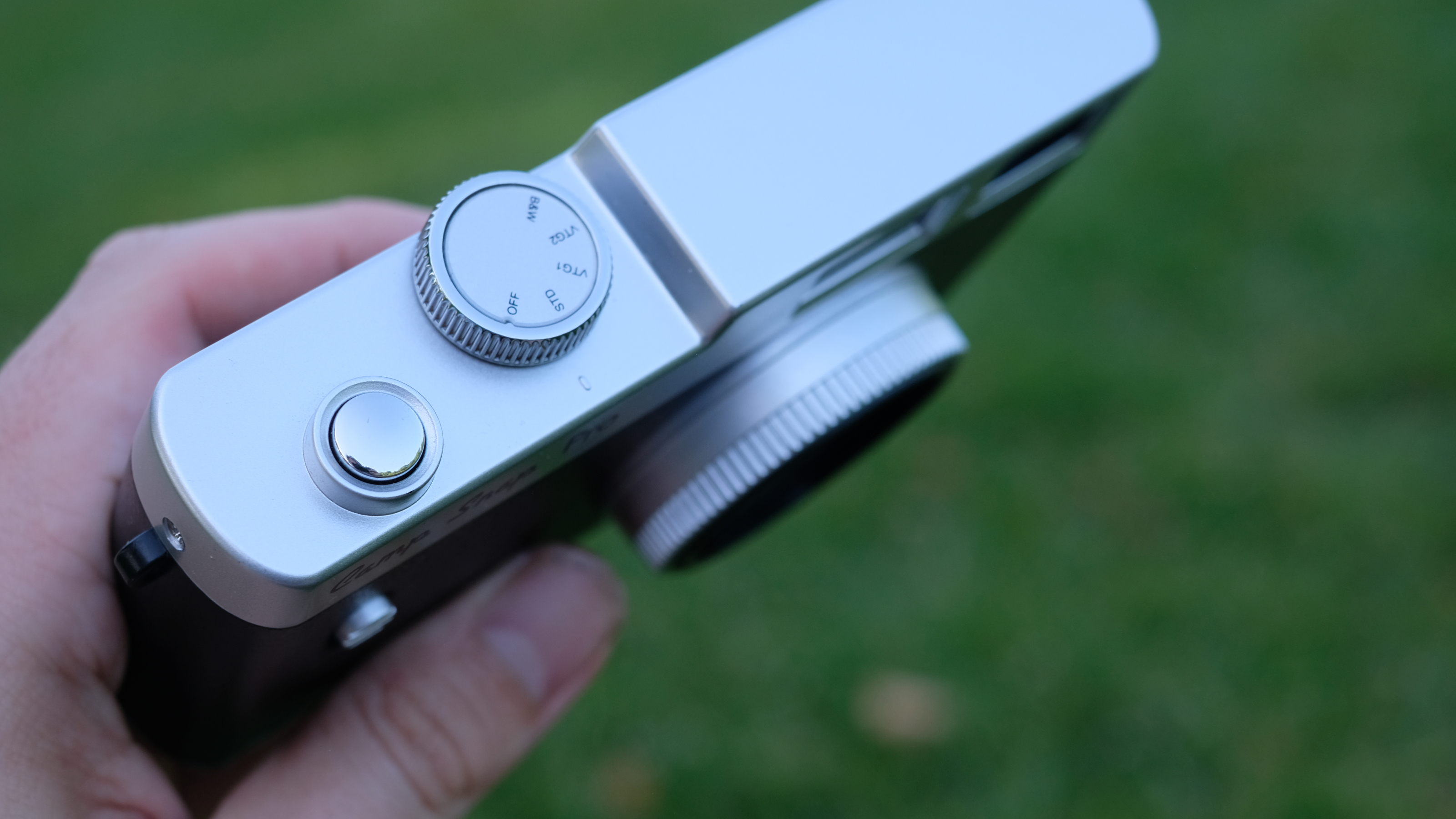 Photograph of Camp Snap CS-Pro digital compact camera shutter button and filter selection dial