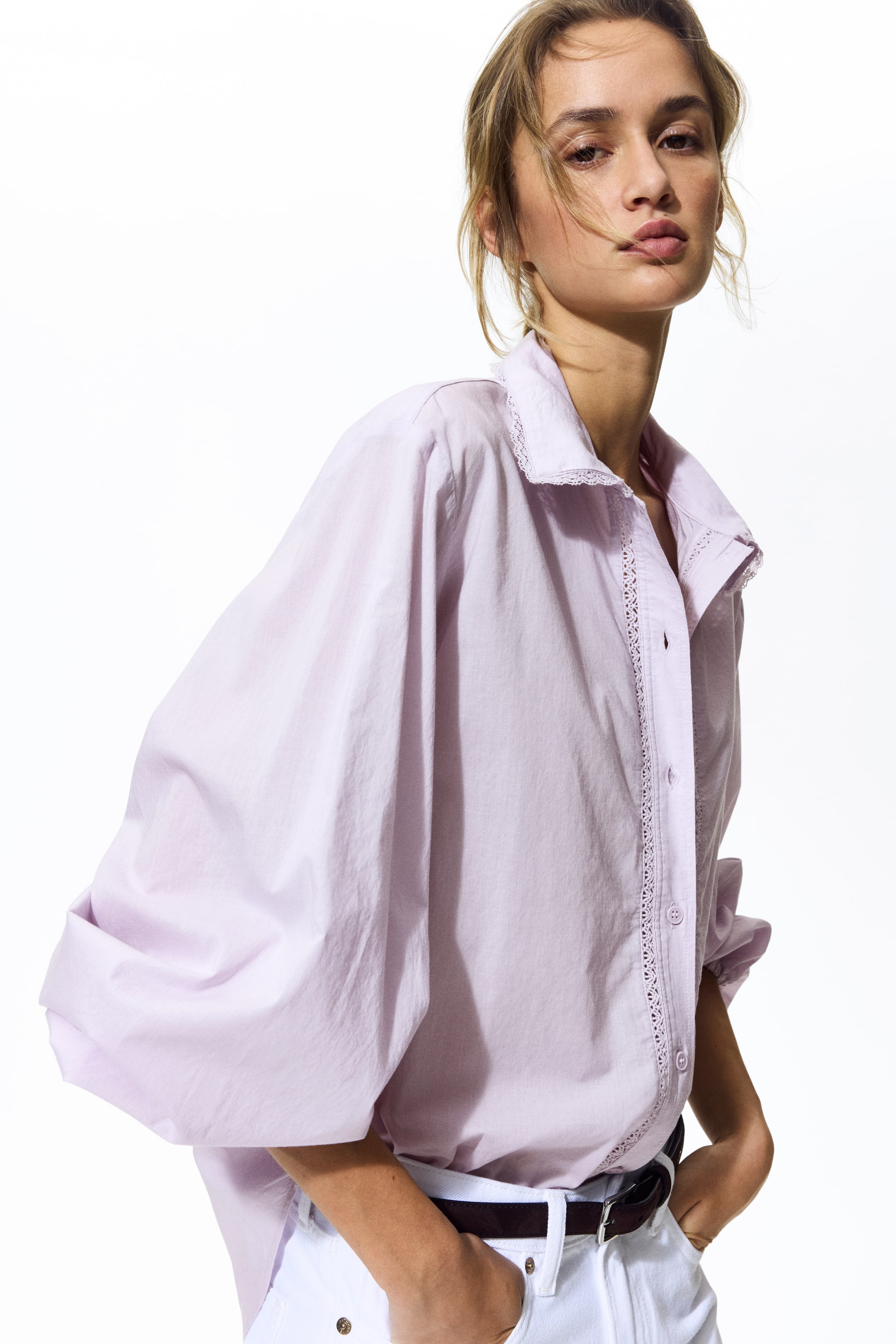 Lace-Trimmed Cotton Shirt