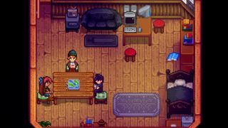 Stardew Valley bachelors Sam and Sebastian playing a game with the player character during one of the game's heart events. 