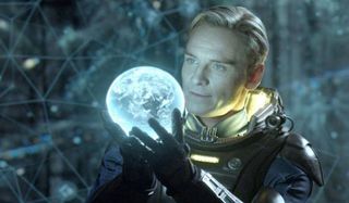 Prometheus Michael Fassbender holds the world in his hands