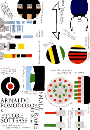 Pastel on blueprint by Ettore Sottsass