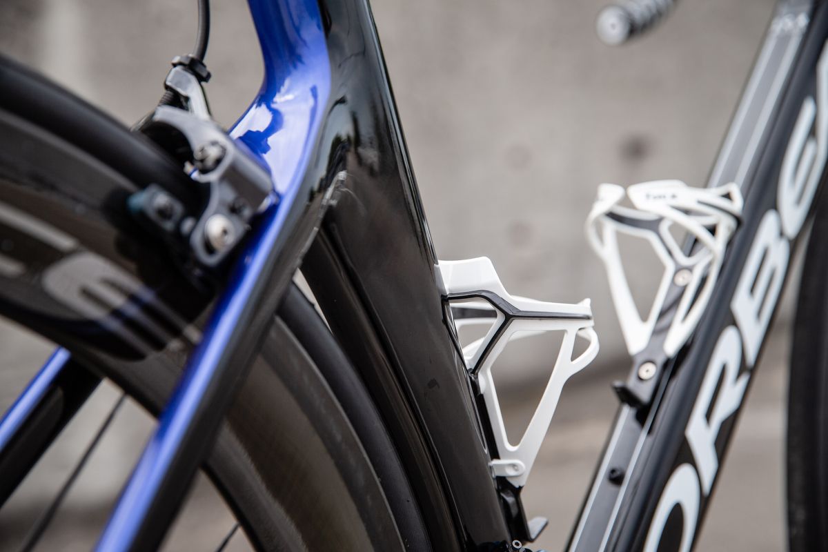 The Orca Aero frameset hugs the rear wheel to improve aerodynamics