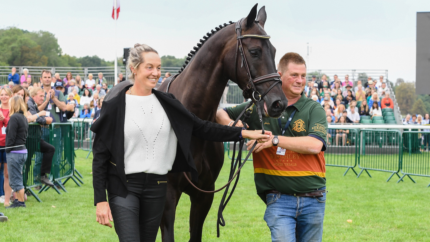 Helen Wilson groom Fraser Kirby at Burghley Horse Trials: best groom prize winner