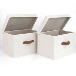 pair of cream storage boxes with lids