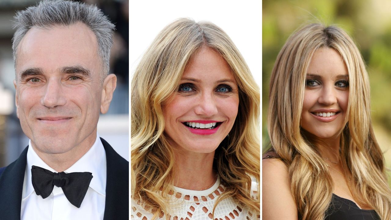 Some celebrities who quit fame, including (L-R): Daniel Day-Lewis, Cameron Diaz, Amanda Bynes