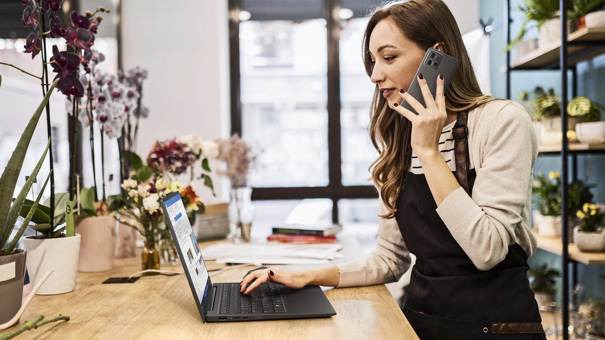 woman using laptop