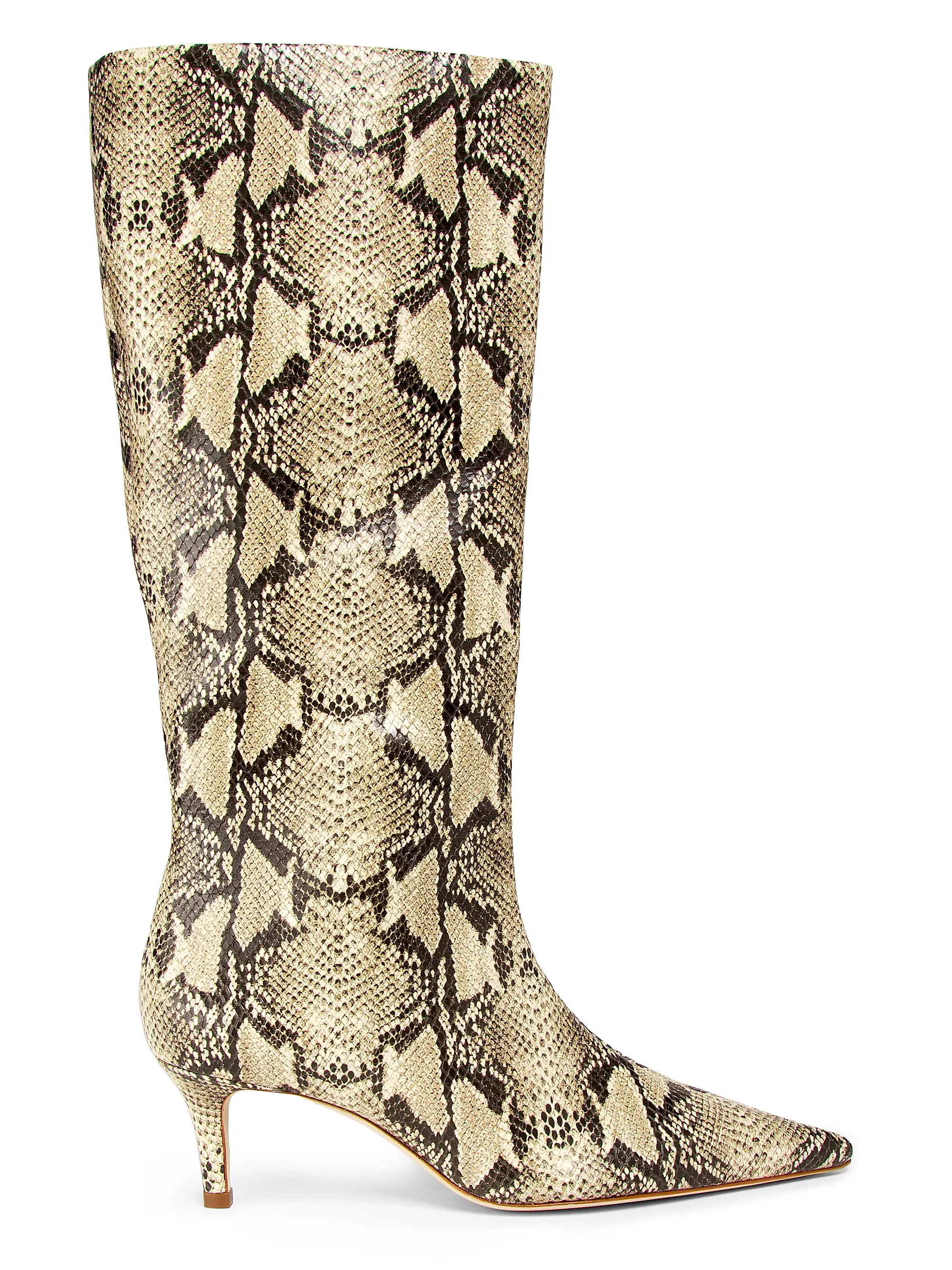 Croc-Embossed Leather Kitten-Heel Boots