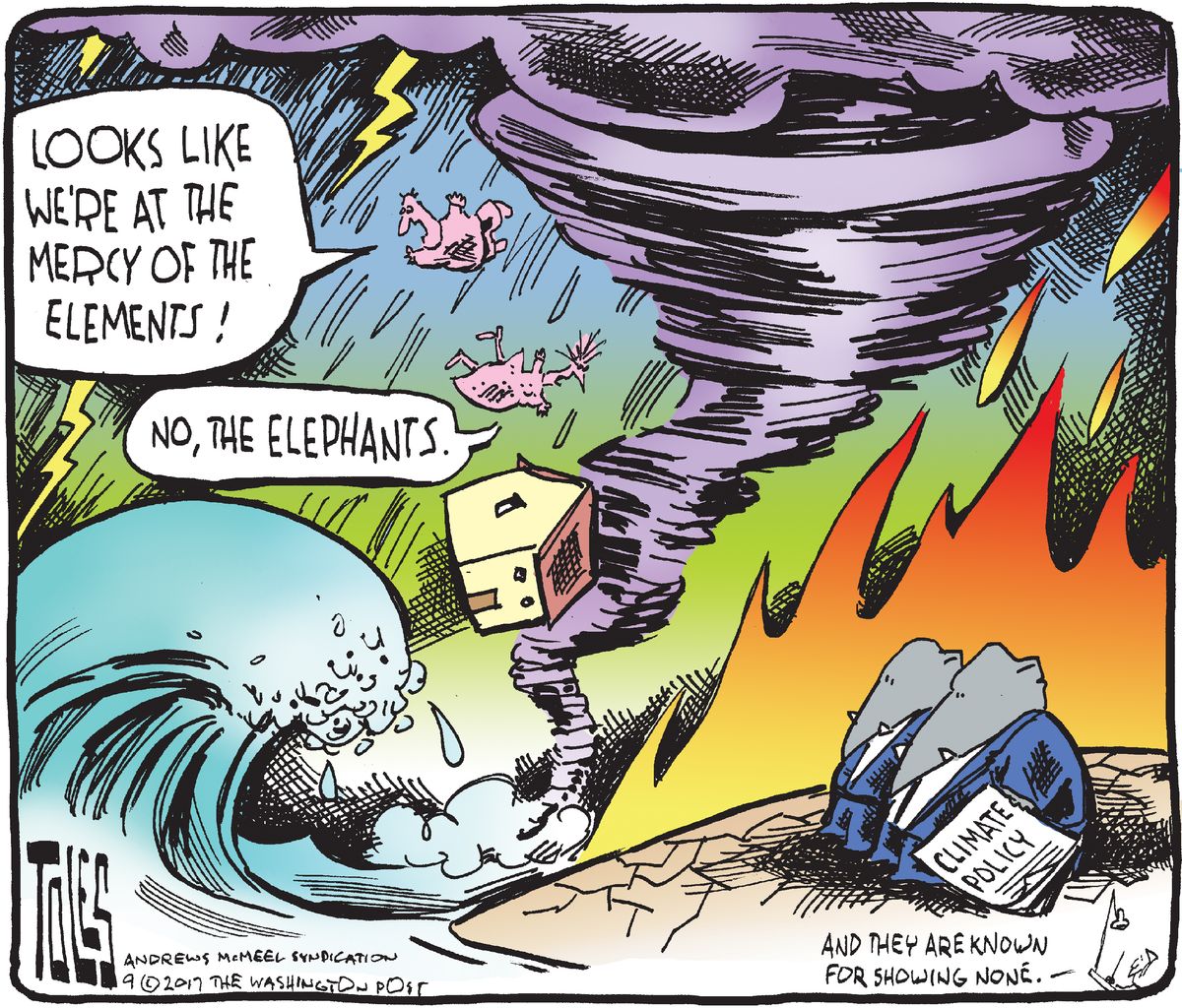 Political cartoons U.S. Republicans environment Harvey climate change ...