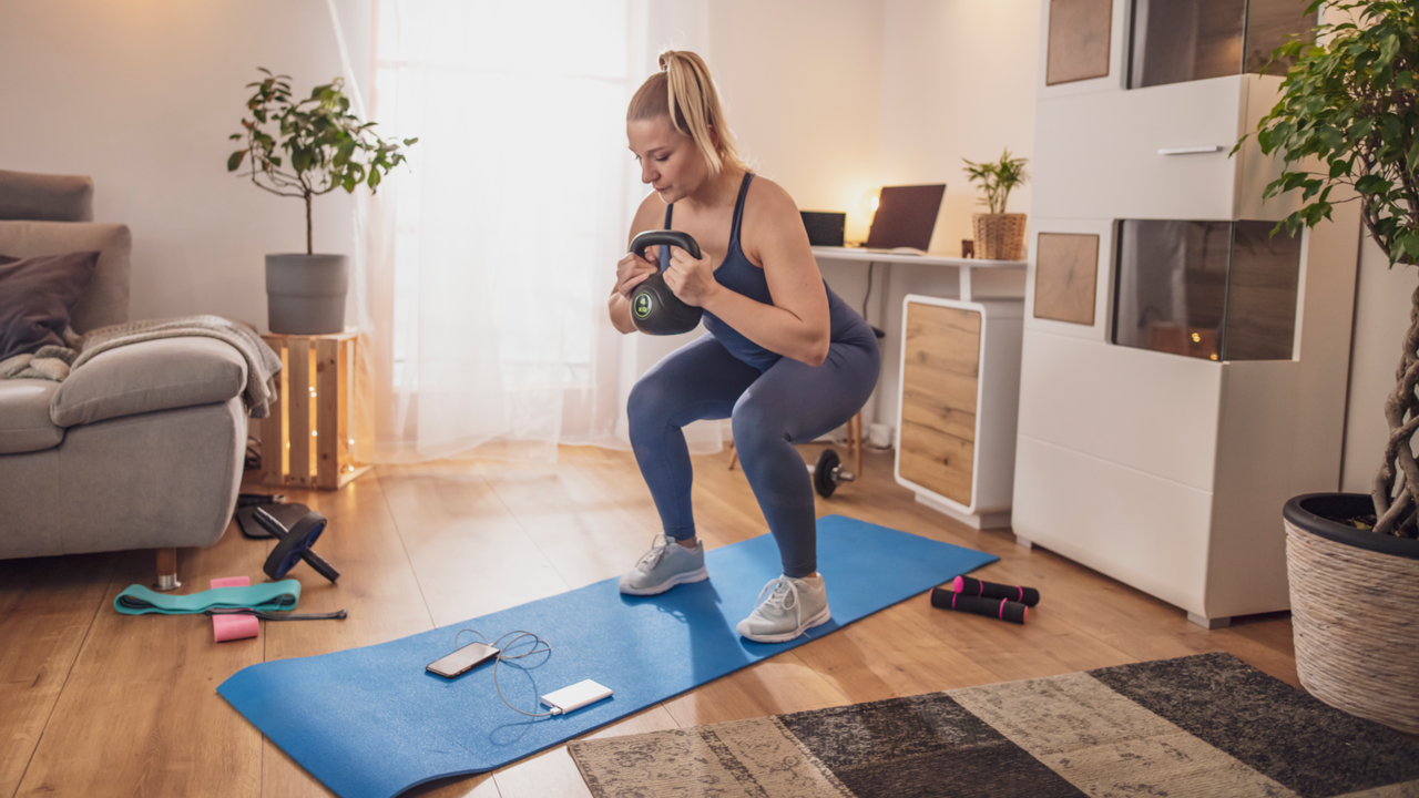 Woman doing at-home workout