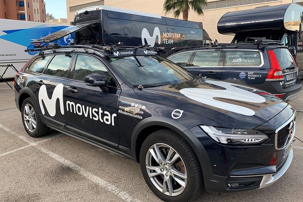 Movistar Team Women team car in Calpe