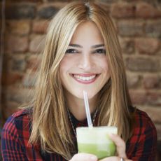 Lip, Drink, Tooth, Plaid, Juice, Blond, Eyelash, hair, Long hair, Tartan, 