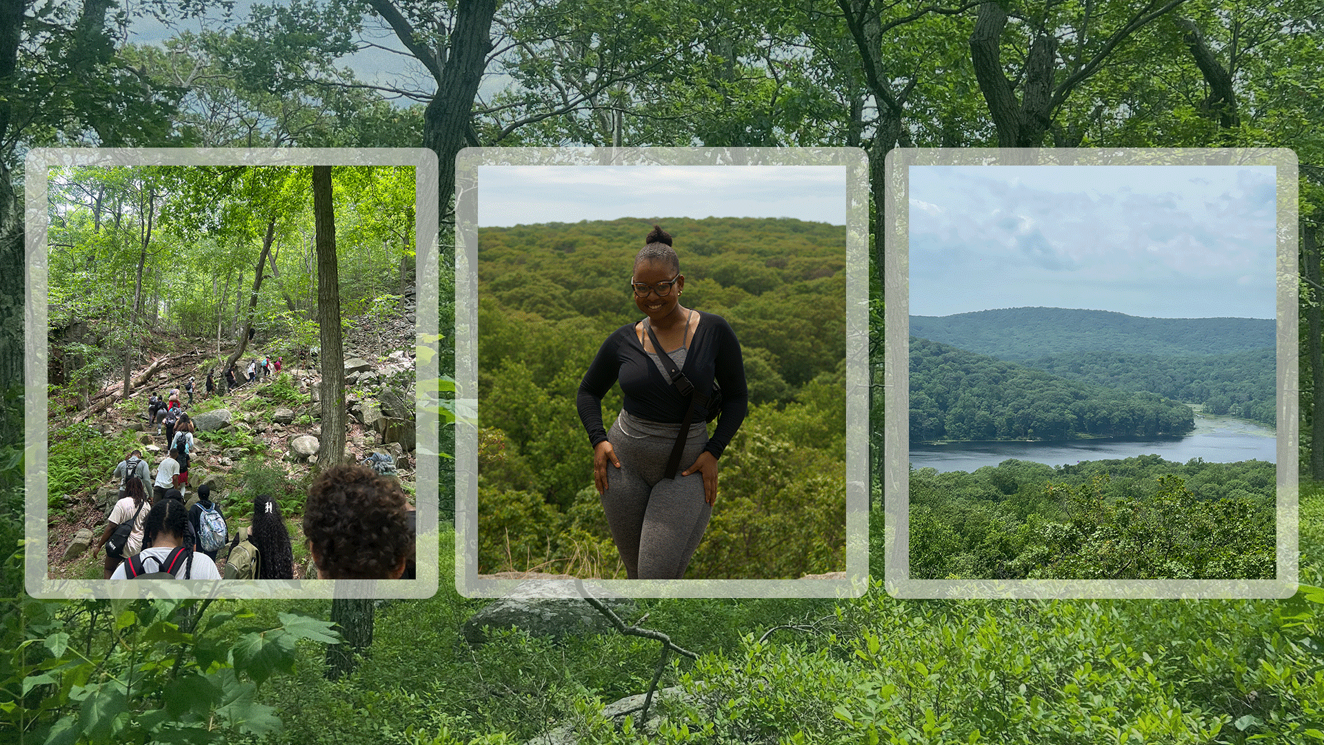 three girls hiking