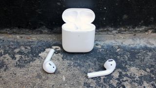 the apple airpods with their charging case