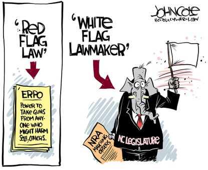 Political Cartoon Red Flag Law White Flag Lawmakers NRA