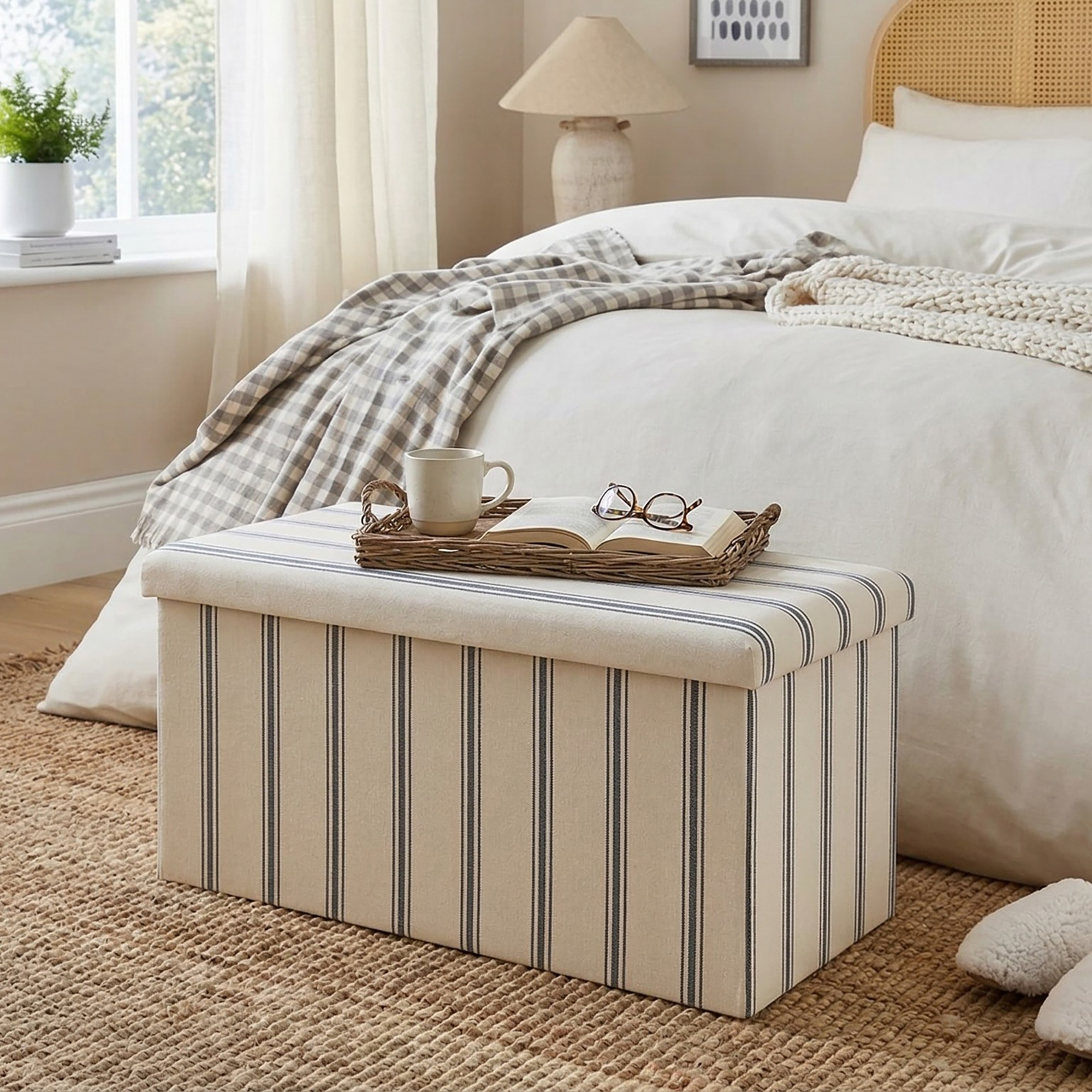 Dunelm ottoman at the end of the bed