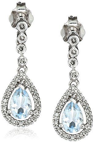 Amazon Collection Aquamarine and Diamond Tear Drop Earrings