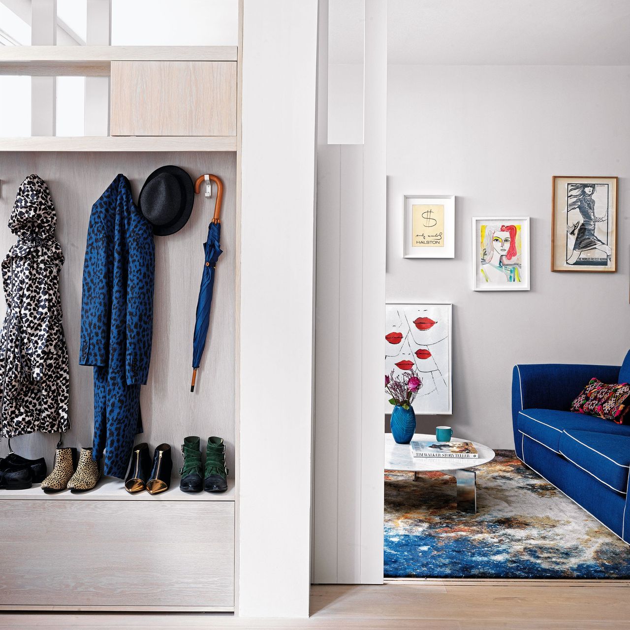 White painted walls with living room