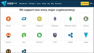 Hide.me supports all major cryptocurrencies