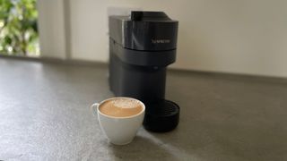 A finished Americano, brewed in the Nespresso Vertuo Pop