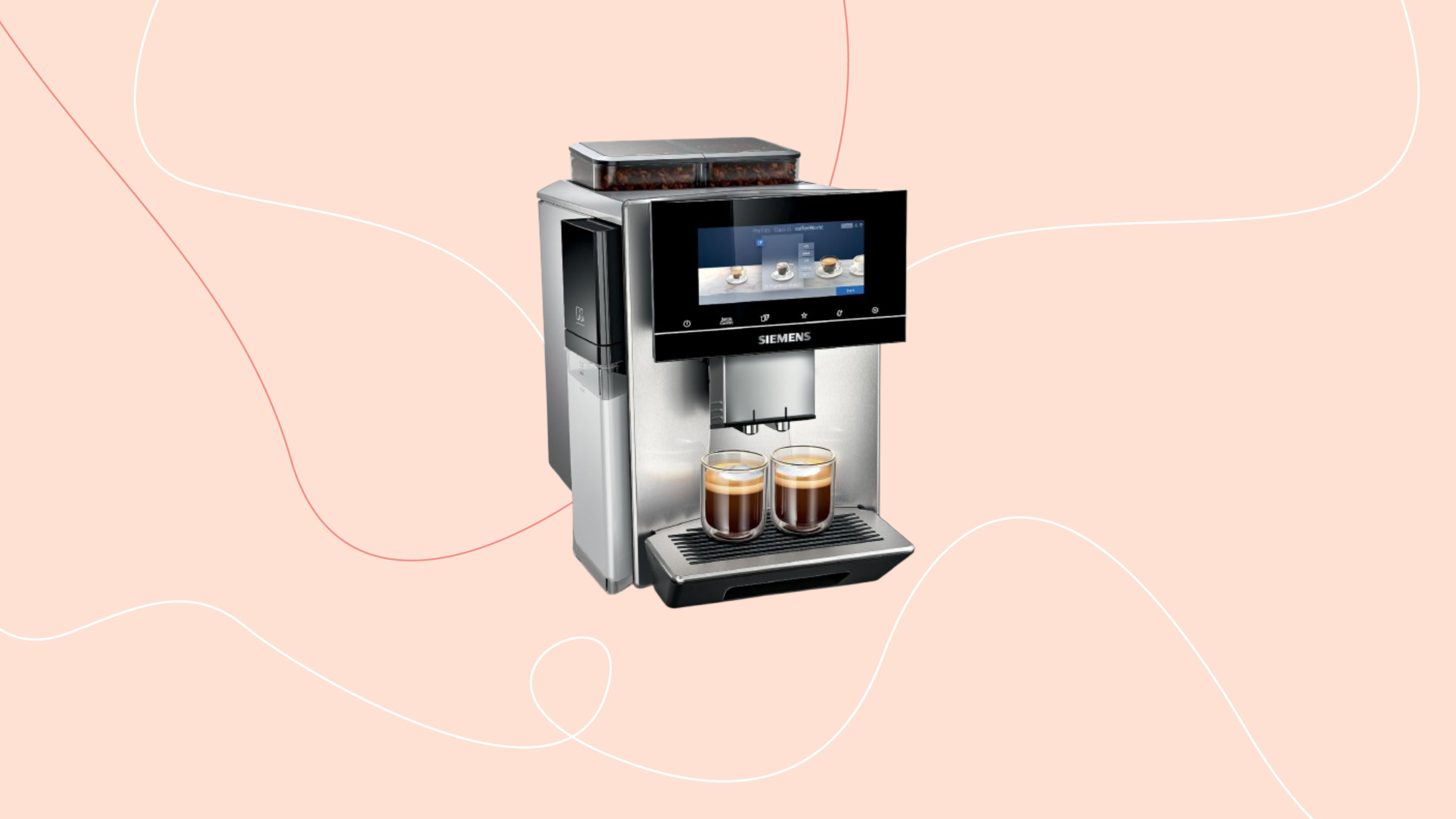 Siemens coffee machine on colourful background 