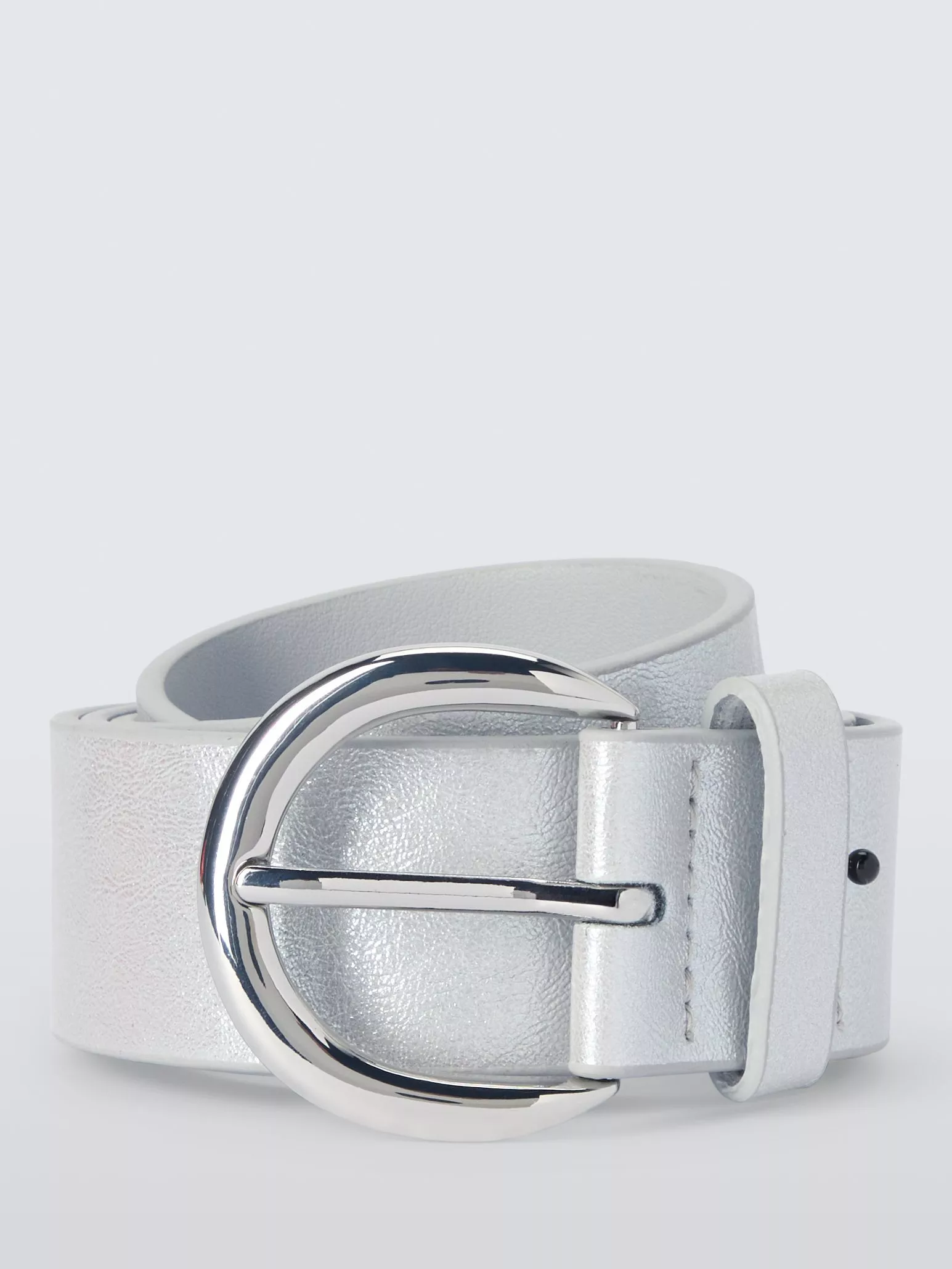 John Lewis Metallic Buckle Belt, Silver
