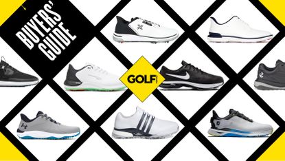 A number of the best golf shoes in a grid format